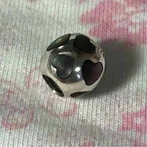 Pandora black mother of pearl hearts charm